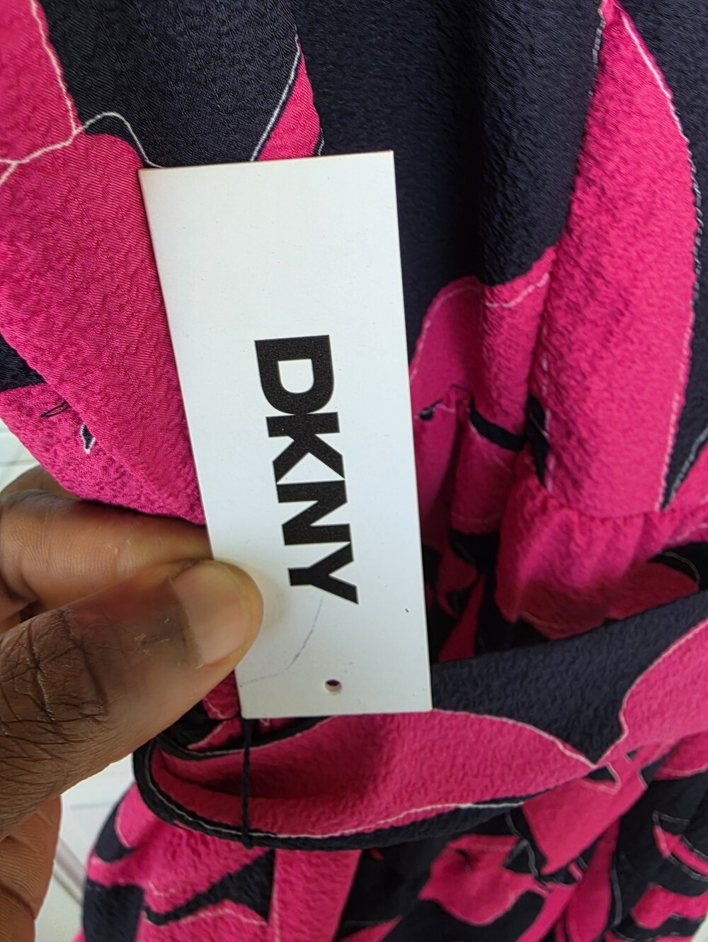 NWT DKNY $134 Pink Navy Floral Sleeveless Belted Maxi Dress Size 10 Wrap V-Neck - Picture 9 of 10